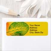 Étiquette Nature Leaf Print, spring apple #4 leaf in green. (En situation)