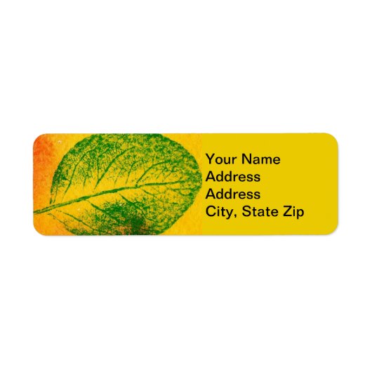 Étiquette Nature Leaf Print, spring apple #4 leaf in green. (Devant)