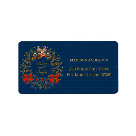 Étiquette Naughty Reindeer Peeking Design de Noël dans la Ma (Devant)