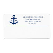 Étiquette Nautical Anchor Monogram Business Return Address (Devant)
