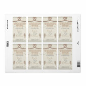 Étiquette Nautical Beach Sand Brown Coeur Knot Vin Mariage (Feuille entière)