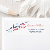 Étiquette Nautical Boy Baby shower Ahoy Adresse de retour (En situation)