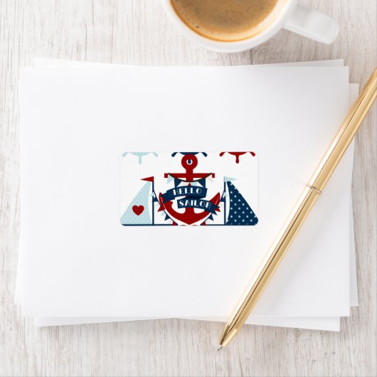 Étiquette Nautical Hello marin Ancre Voilier Conception de b (En situation)