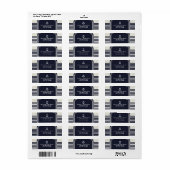 Étiquette Nautique Marine & White Elegant Beach Mariage (Feuille entière)