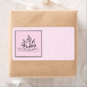 Étiquette Navire pirate. Noir et rose. (En situation)