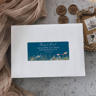 Étiquette Navy Blissful Boho Fleur sauvage Wedding Adresse R