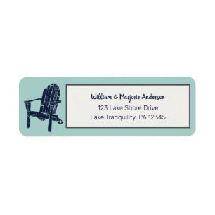 Étiquette Navy Blue and Aqua Adirondack Chair Adresse de ret