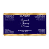 Étiquette Navy Blue and Gold Cosmetics Dropper Bottle Label (Devant)