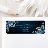 Étiquette Navy Blue Blush Dusty Floral Mariage Adresse (En situation)