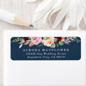 Étiquette Navy Blue Burgundy Gold Blush rose Mariage Adresse (En situation)
