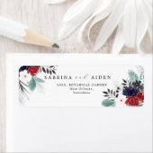 Étiquette Navy Blue Burgundy Gothique Floral Mariage Adresse (En situation)