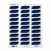 Étiquette Navy Blue Floral Elegant Wedding Adresse de retour (Feuille entière)