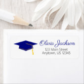 Étiquette Navy Blue Graduation Return Adresse (En situation)
