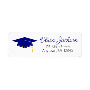 Étiquette Navy Blue Graduation Return Adresse
