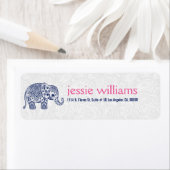 Étiquette Navy Blue Paisley Elephant Illustration (En situation)