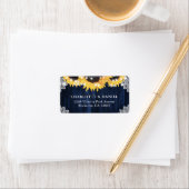 Étiquette Navy Blue Sunflower Rustic Wedding Address Labels (En situation)