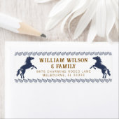 Étiquette Navy Blue Western Rodeo Horloge Adresse de retour (En situation)