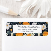 Étiquette Navy Blue White Daisies (En situation)