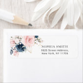 Étiquette Navy blush floral retour Adresse (En situation)