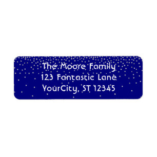 Étiquette Navy & Confettis Argent avec Votre Nom et Adresse