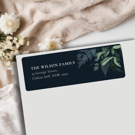 Étiquette Navy Elegant Green Gold Green Verdure Adresse