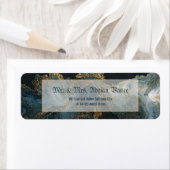 Étiquette Navy Gold Foil Marble Agate Return Address (En situation)
