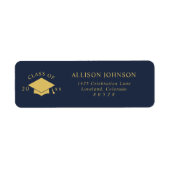 Étiquette Navy Graduation Cap Return Address (Devant)
