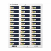 ÉTIQUETTE NAVY PASTEL BLUSH ROSE WATERCOLOR ADRESSE FLORALE (Feuille entière)