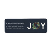 ÉTIQUETTE NAVY RED HOLLY BERRY JOY WREATH NOËL ADRESSE (Devant)