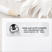 Étiquette Neige d'hiver mignonne petit pingouin (En situation)