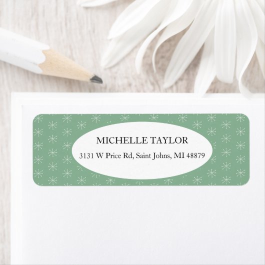 Étiquette Neige rustique Sur Vert (En situation)