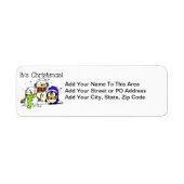 Étiquette Neiges et pingouins C'est Noël (Devant)