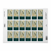 Étiquette nénuphar vintage paon (Feuille entière)