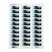 Étiquette Neon Glowing Palm Trees Beach Party Summer (Feuille entière)