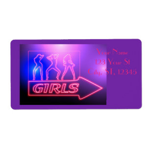 Étiquette Neon Pink Girls Sign Thunder_cove