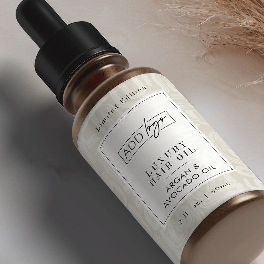 Étiquette Neutral Beige Boho Pattern Logo 2OZ Dropper Bottle