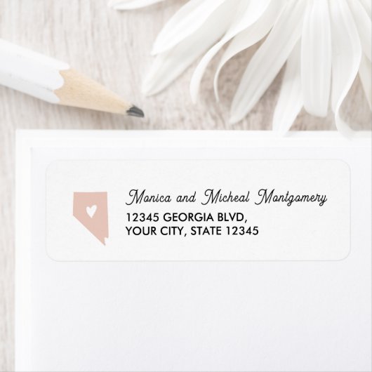 Étiquette NEVADA State Map with Heart - N'IMPORTE QUELLE COU (En situation)