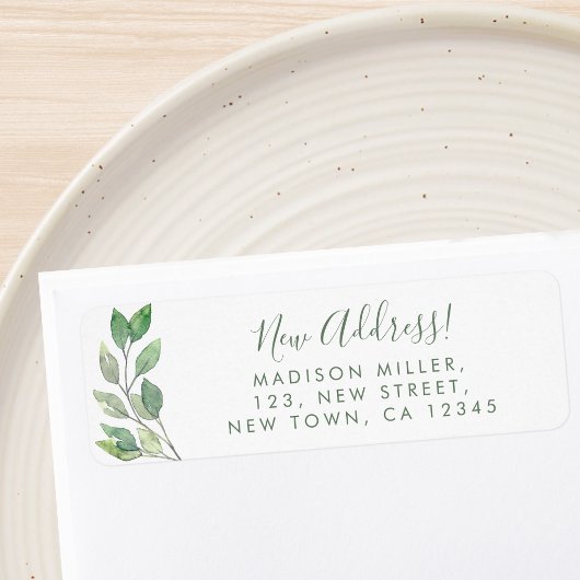 Étiquette New Address Greenery Return Address