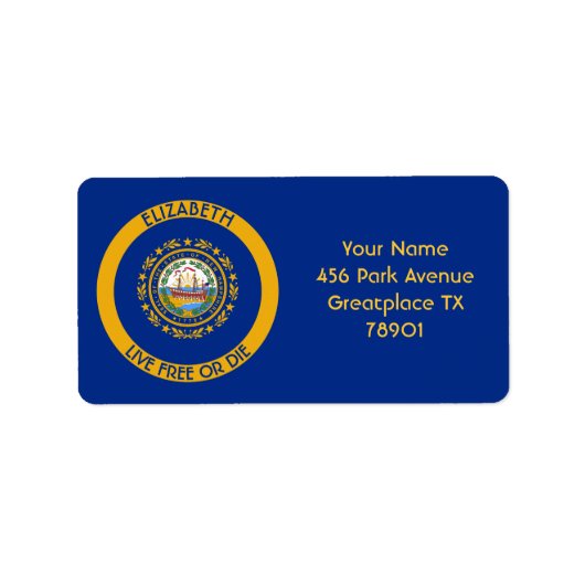 Étiquette New Hampshire L'État Granite Drapeau Personnalisé (Devant)