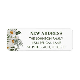 Étiquette New Home Daisy Floral Return Adresse