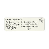 Étiquette New Year Cheer Black Cream Hand Drawn  Fun Address (Devant)