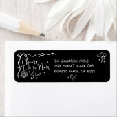 Étiquette New Year Cheer Black White Hand Drawn Fun Address (En situation)