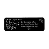 Étiquette New Year Cheer Black White Hand Drawn Fun Address (Devant)