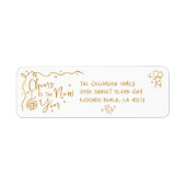Étiquette New Year Cheer Gold White Hand Drawn Art Address (Devant)