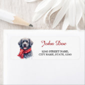 Étiquette Newfoundland Dog Christmas Scarf Return Address (En situation)