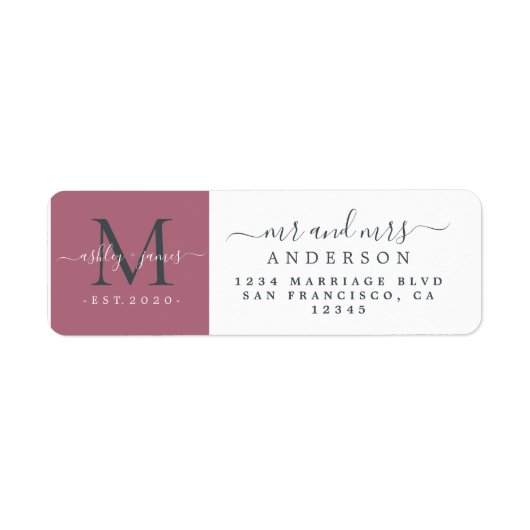 Étiquette Newlywed Monogram Mr Mrs Return Address  (Devant)