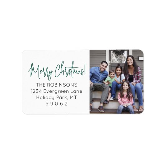 Étiquette N'importe quel script de Noël Photo Green Adresse  (Devant)