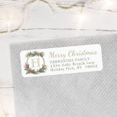 Étiquette N'importe quel script Monogram Gold Christmas Adre