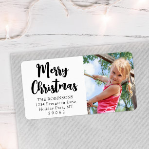 Étiquette N'importe quel texte Script Christmas Photo Return