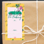 Étiquette No Peeking Tropical Christmas Teal Convertible<br><div class="desc">Celebrate the festive holiday season with our fun tropical, festive and colourful holiday sticker labels. Our fun, festive and tropical Christmas design features a fun green teal convertible car caring palm trees decorated with Christmas lights. The words no peeking is incorporated into this fun festive topical design. Dun typographic fa...</div>